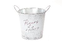 Metalltopf FLEURS ET NATURE weiss gewischt  971807226 Ø13xH12,5cm